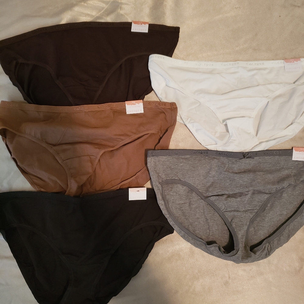 5 Pair Of Cacique Cotton Hipster Panties Size 14-16 Brown, White, & More ALL New